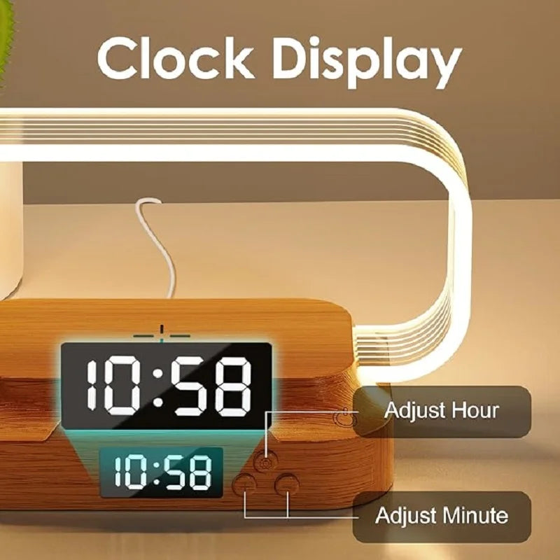 Table Top acrylic Wireless Charger with Night Light & Clock Fast Phone Charger for iPhone Android Wireless Charging