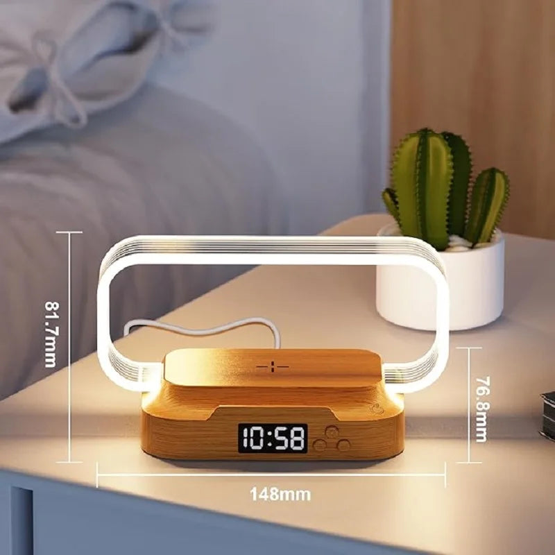 Table Top acrylic Wireless Charger with Night Light & Clock Fast Phone Charger for iPhone Android Wireless Charging