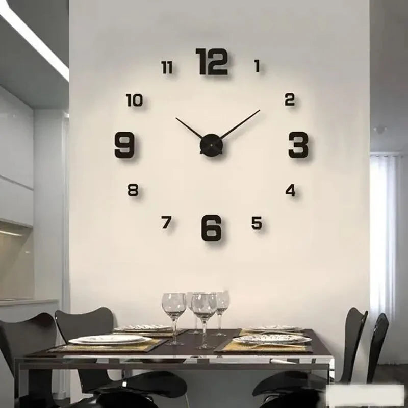 Creative Frameless DIY Wall Clock Wall Decal Home Silent Clock