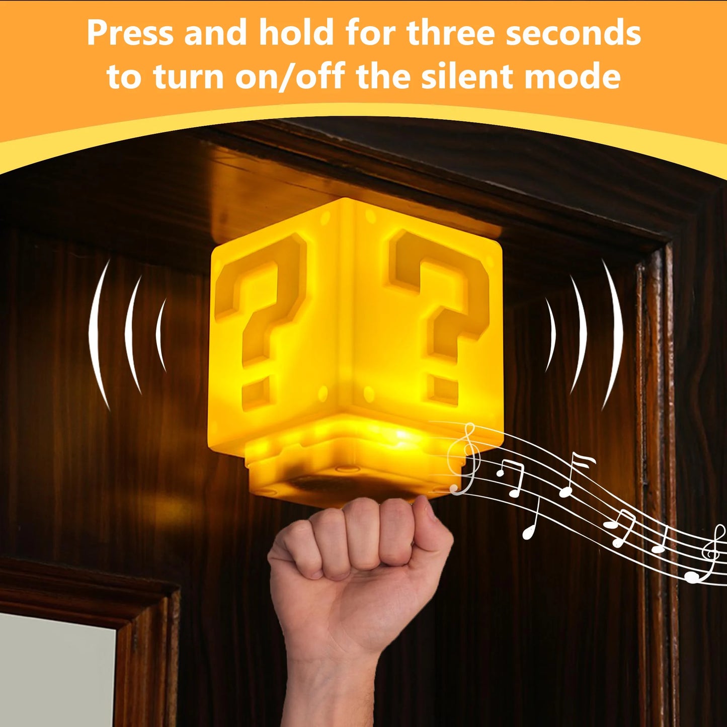 Super Mario Night Light with Music Peripherals, LED Question Mark - USB Charging