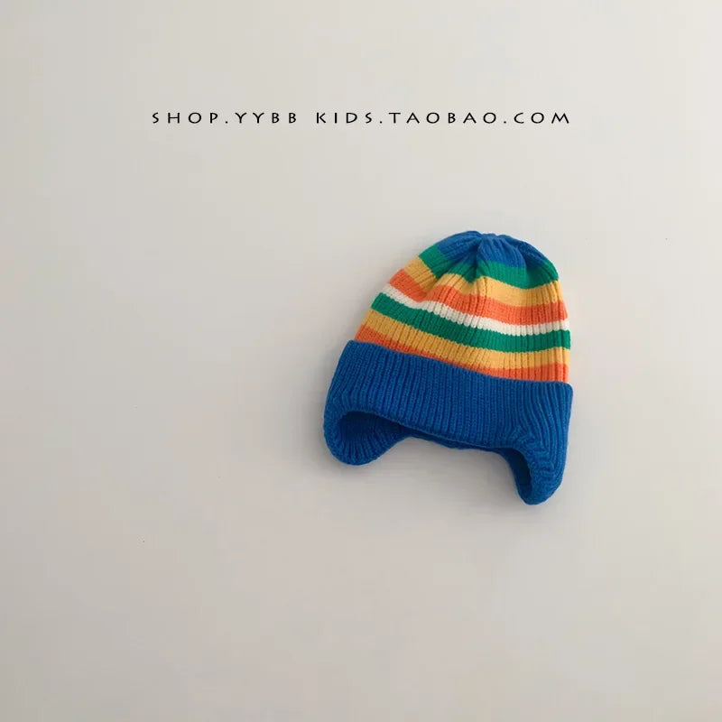 Baby wool hat cute bear ear protection hat children winter thickened warm knitted
