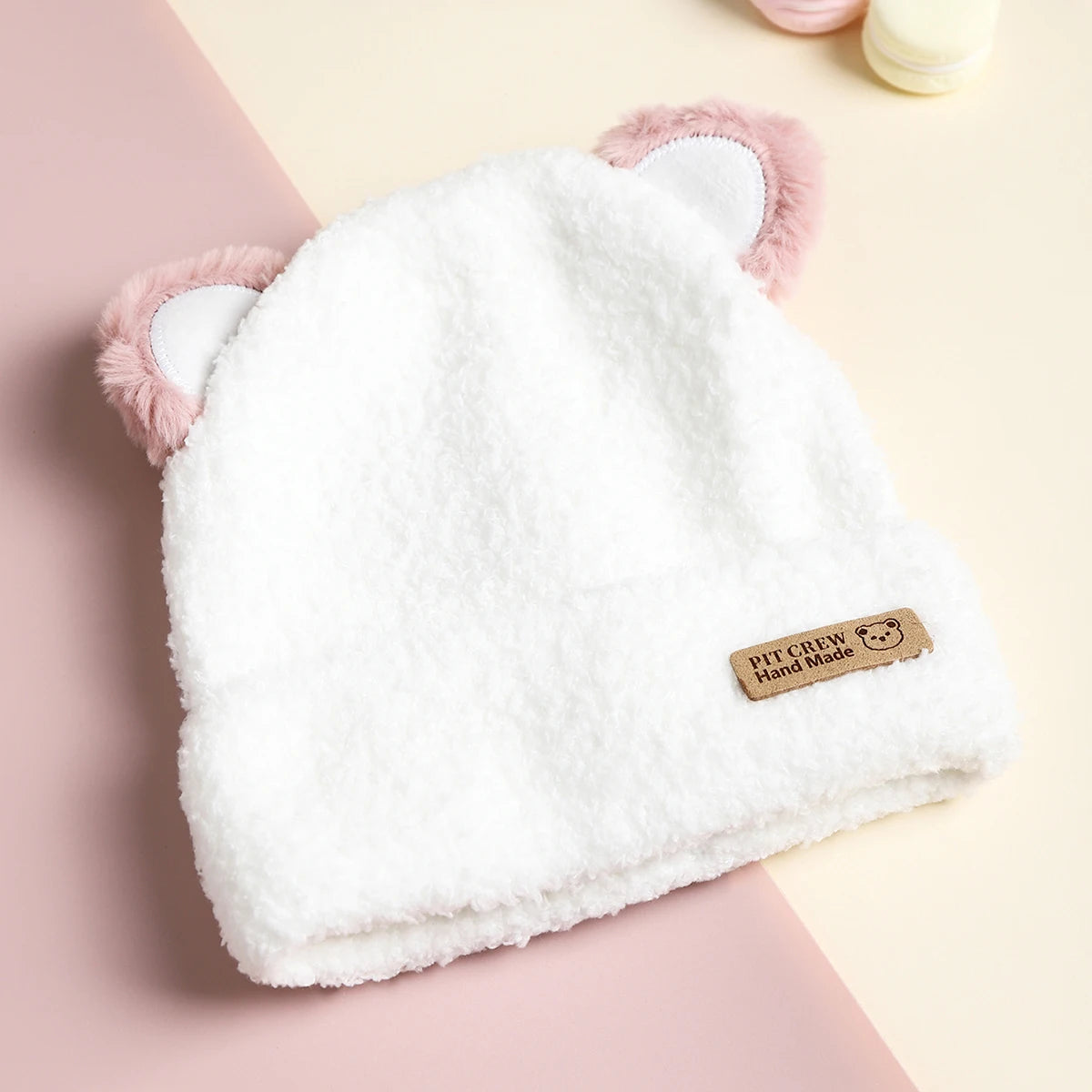 Baby Beanie - Bear Ears, Windproof Child Hat Knitted Earflap Caps