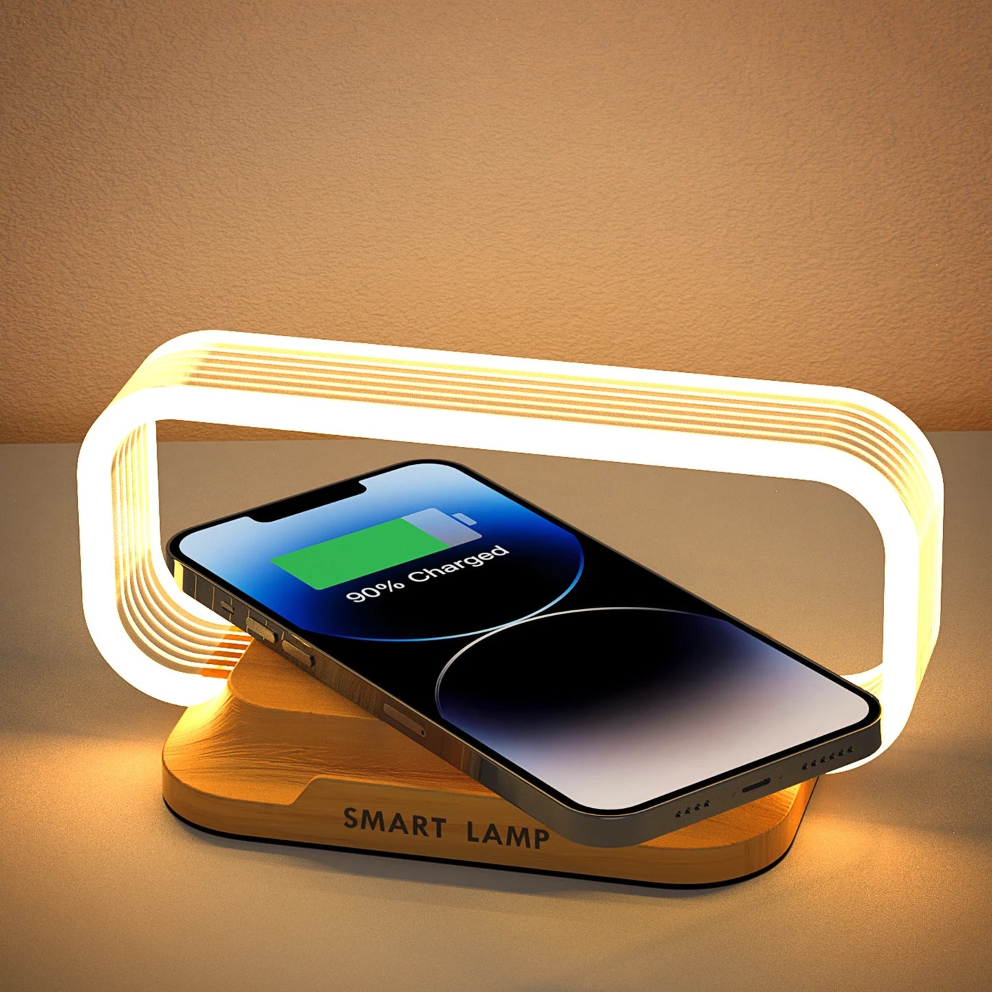 Table Top acrylic Wireless Charger with Night Light & Clock Fast Phone Charger for iPhone Android Wireless Charging