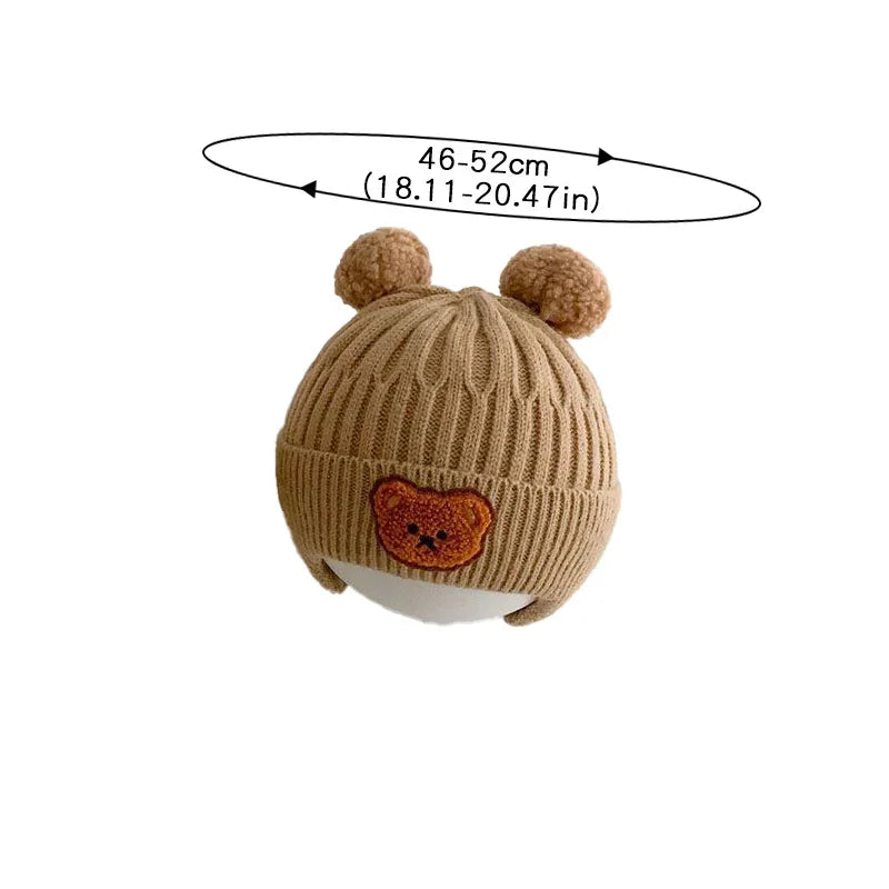 Baby wool hat cute bear ear protection hat children winter thickened warm knitted