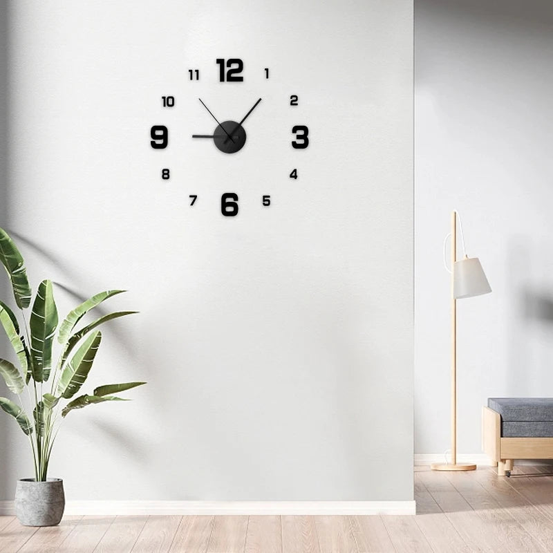 Creative Frameless DIY Wall Clock Wall Decal Home Silent Clock