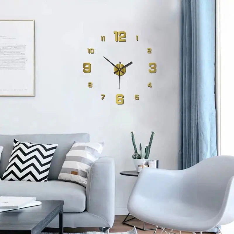 Creative Frameless DIY Wall Clock Wall Decal Home Silent Clock