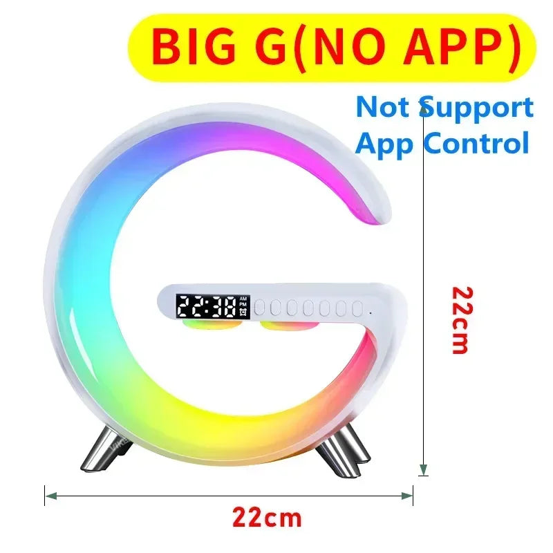 LED Smart Wake Up Light RGB Night Light with Bluetooth Speaker 15W Fast Wireless Charger Desk Lamp