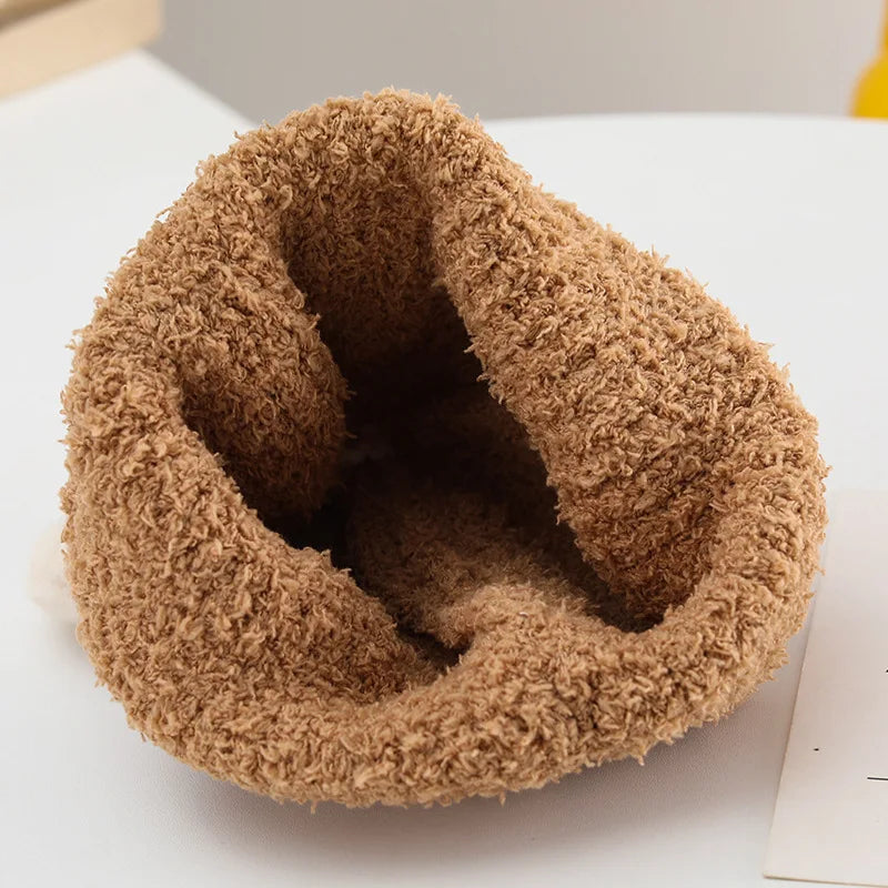 Baby Beanie - Bear Ears, Windproof Child Hat Knitted Earflap Caps