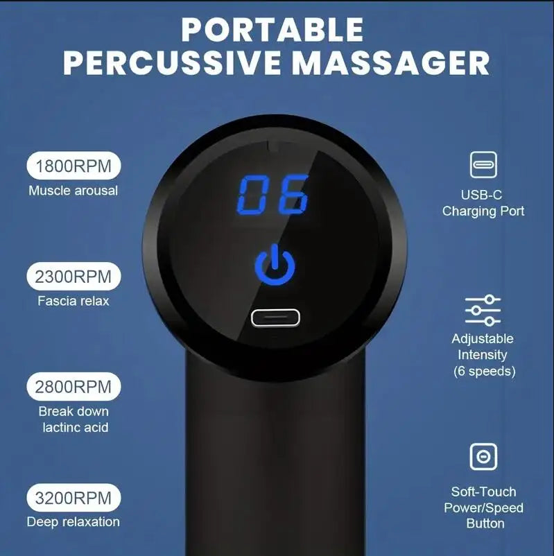 Mini Muscle Massage Gun, Portable Body Massager Deep Handheld Percussion Massager For Body, Back, And Neck