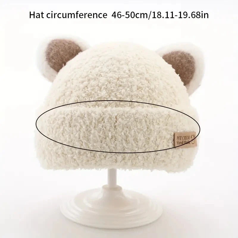 Baby Beanie - Bear Ears, Windproof Child Hat Knitted Earflap Caps